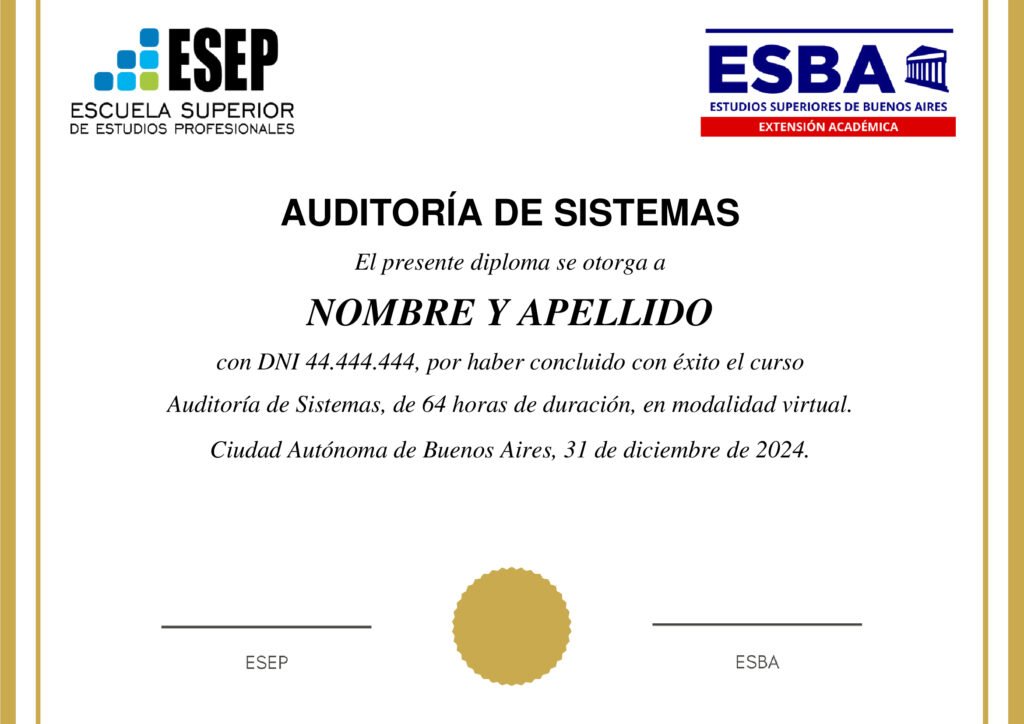 Certificado Auditoría de Sistemas | ESBA