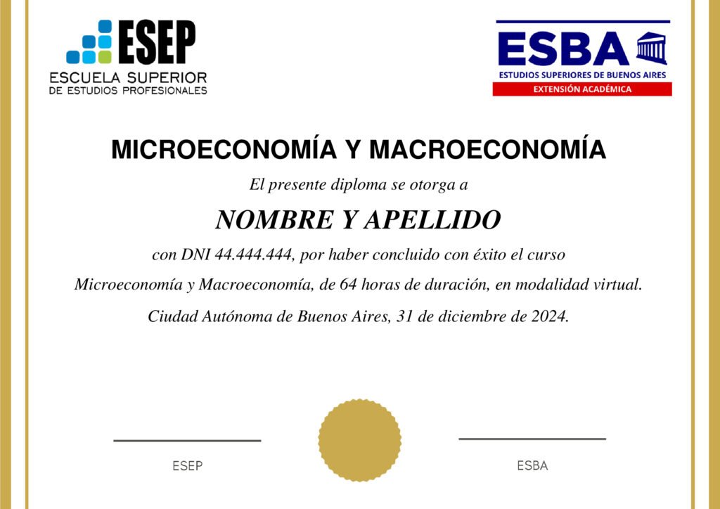 Certificado Microeconomía y Macroeconomía | ESBA