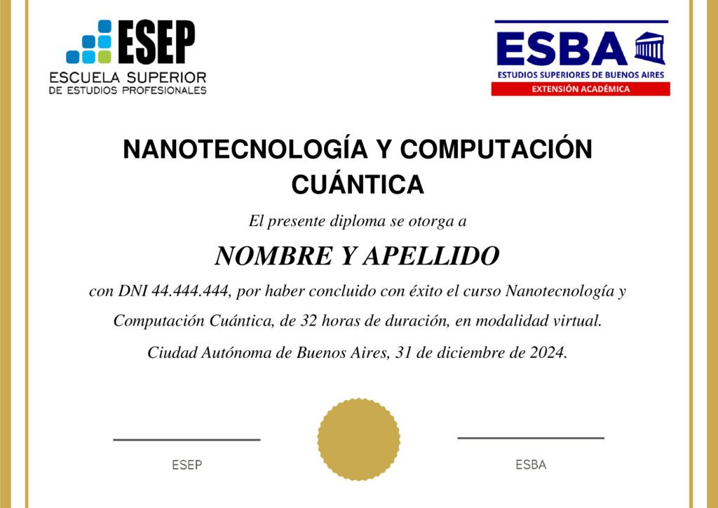 Certificado Nanotecnología y Computación Cuántica | ESBA
